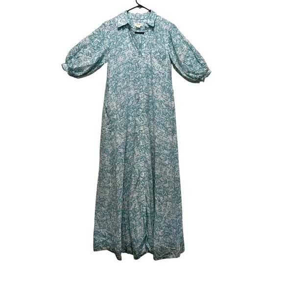 Anthropologie The Irene Linen Long Shirt Dress XXS Puff Sleeve Dainty Prairie - Picture 5 of 16